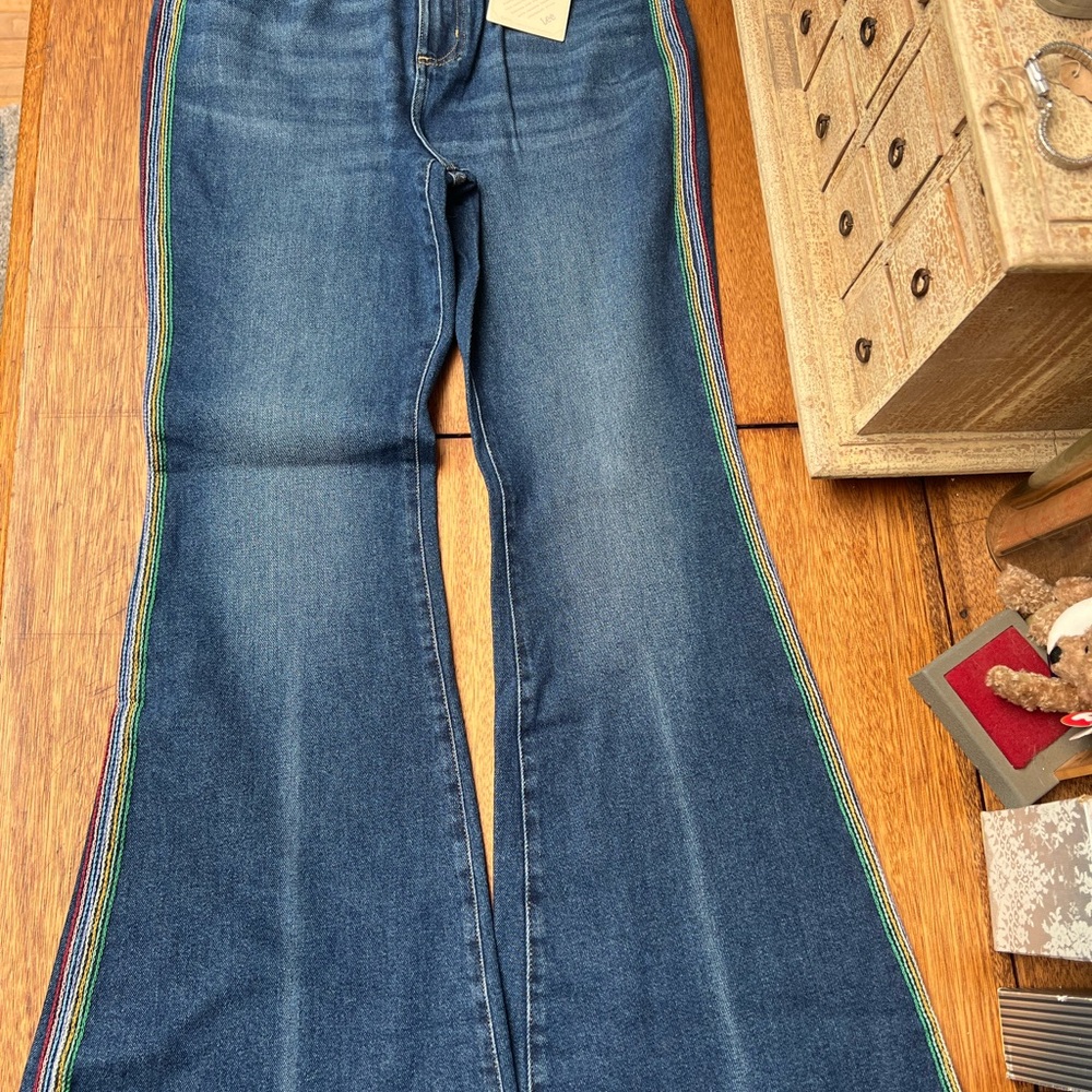 Lee Blue Flare Wide Leg Jeans High Waisted